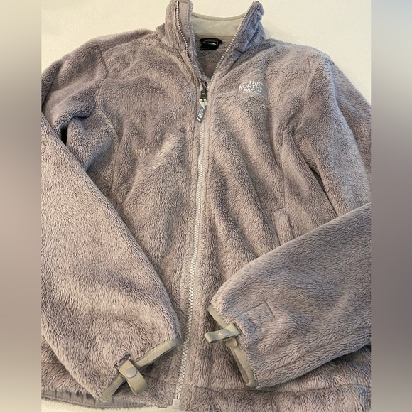 The North Face Jacket Zip Up Medium Gray Fleece Fuzzy Long Sleeve Sherpa Hiking - Picture 1 of 6